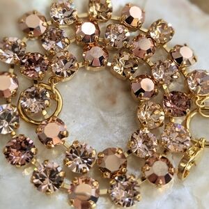 Sparkling Rose Gold and Pink Swarovski Crystal Necklace In  Gold Plated